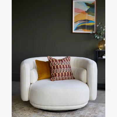 Danetti Henry Ivory Boucle Swivel Love Seat