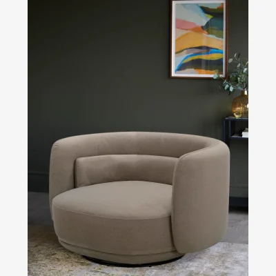 Danetti Henry mocha plush fabric swivel love seat