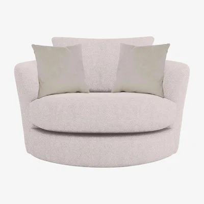 Furniture Village Boutique Pandora Large Swivel Chair - Chevron Ivory