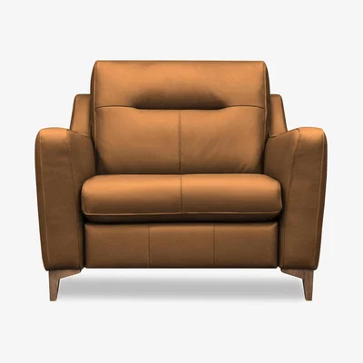 Furniture Village G Plan - Arlo Leather Snuggler - Cambridge Tan with Walnut Feet