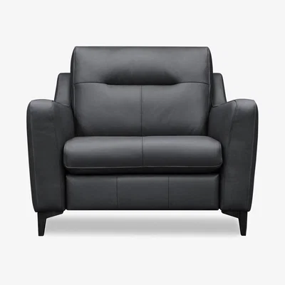 Furniture Village G Plan - Arlo Leather Snuggler - Cambridge Pet Blue with Ebony Feet