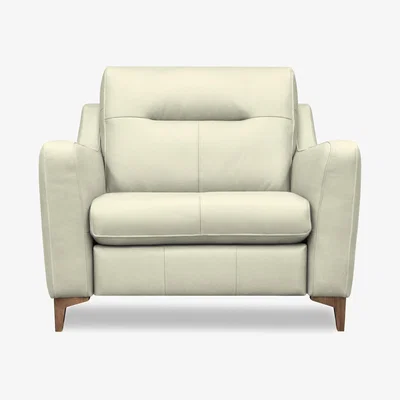 Furniture Village G Plan - Arlo Leather Snuggler - Cambridge Chalk with Walnut Feet