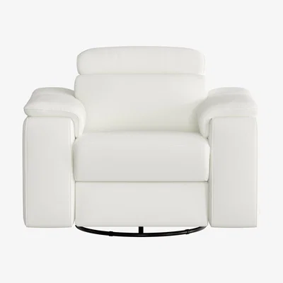 Furniture Village Nicoletti Italia - Davide Leather Swivel Rocker Power Recliner Chair - Torello Bianco Puro