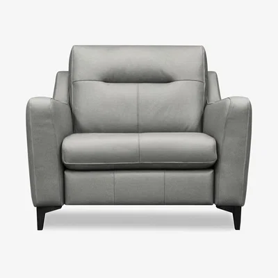 Furniture Village G Plan - Arlo Leather Snuggler - Texas Charcoal with Ebony Feet