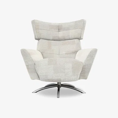 Furniture Village G Plan - Arlo Fabric Swivel Chair - Checkers Putty
