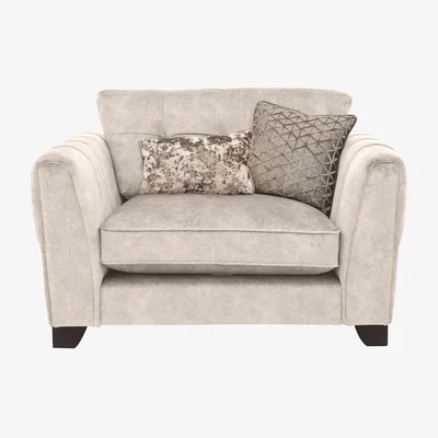 Furniture Village Mariah Classic Back Fabric Snuggler Chair with Brass Insert - Dapple Cream with Brass Insert