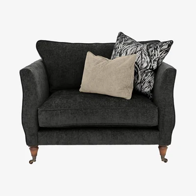 Furniture Village Boutique Chatterley Snuggler - Bolero Ebony with Walnut Castors