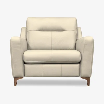 Furniture Village G Plan - Arlo Leather Snuggler - Cambridge Stone with Walnut Feet
