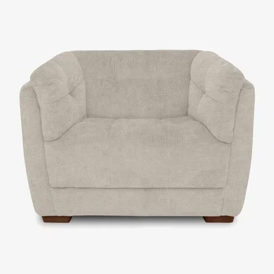 Furniture Village At The Helm - Cartier Fabric Snuggler with Walnut Feet Chair - Barley