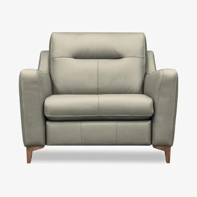 Furniture Village G Plan - Arlo Leather Snuggler - Cambridge Taupe with Walnut Feet