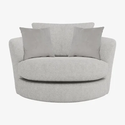 Furniture Village Boutique Pandora Large Swivel Chair - Chevron Silver