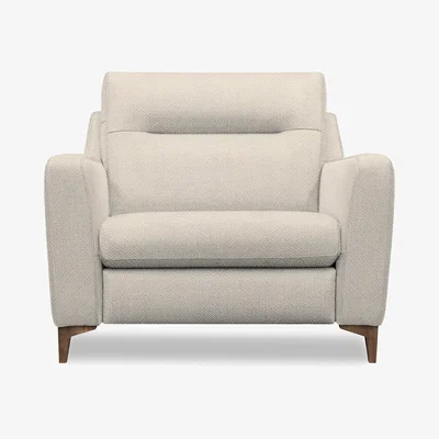 Furniture Village G Plan - Arlo Fabric Snuggler - Nebular Blush with Walnut Feet