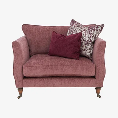 Furniture Village Boutique Chatterley Snuggler - Bolero Mulberry with Walnut Castors