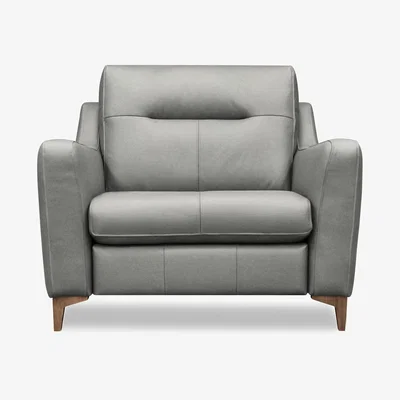Furniture Village G Plan - Arlo Leather Snuggler - Texas Charcoal with Walnut Feet
