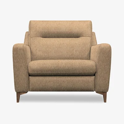 Furniture Village G Plan - Arlo Fabric Snuggler - Boucle Cocoa with Walnut Feet