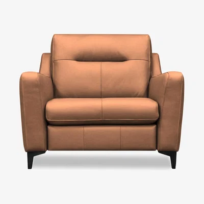 Furniture Village G Plan - Arlo Leather Snuggler - Texas Tan with Ebony Feet