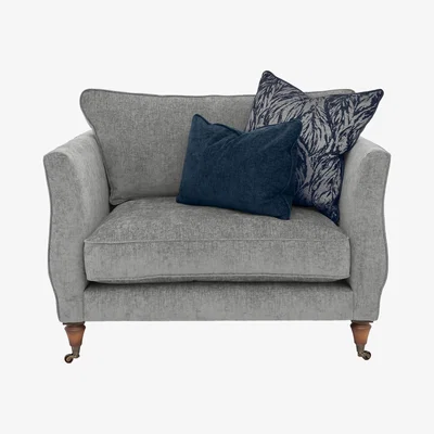 Furniture Village Boutique Chatterley Snuggler - Bolero Steel with Walnut Castor