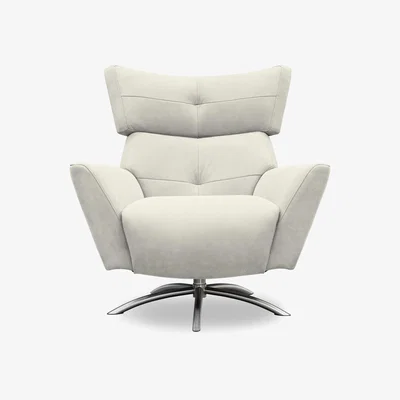 Furniture Village G Plan - Arlo Leather Swivel Chair - Light Grey