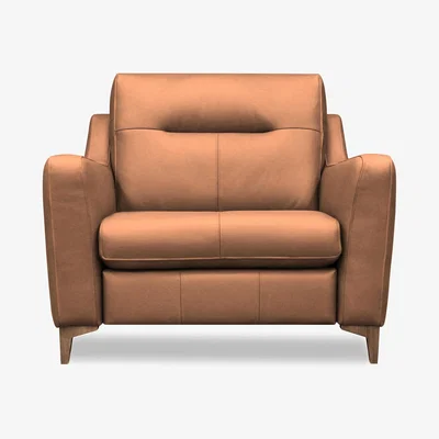 Furniture Village G Plan - Arlo Leather Snuggler - Texas Tan with Walnut Feet