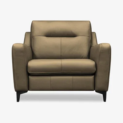 Furniture Village G Plan - Arlo Leather Snuggler - Capri Mushroom with Ebony Feet