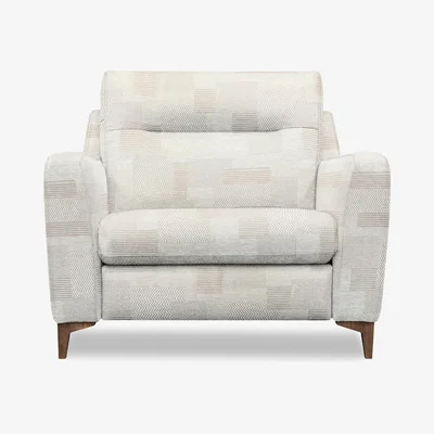 Furniture Village G Plan - Arlo Fabric Snuggler - Checkers Putty with Walnut Feet