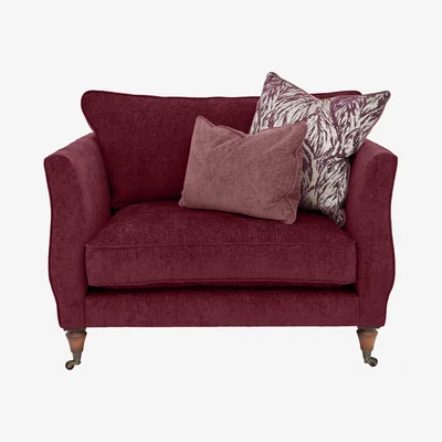 Furniture Village Boutique Chatterley Snuggler - Bolero Boysenberry with Walnut Castors