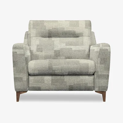 Furniture Village G Plan - Arlo Fabric Snuggler - Checkers Smoke with Walnut Feet