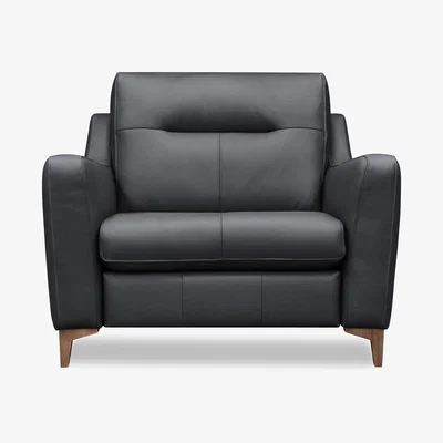 Furniture Village G Plan - Arlo Leather Snuggler - Cambridge Pet Blue with Walnut Feet