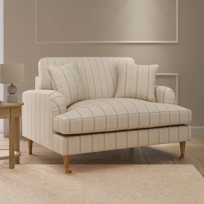 Furniture123 Cream Chenille Blue Striped Love Seat  Payton