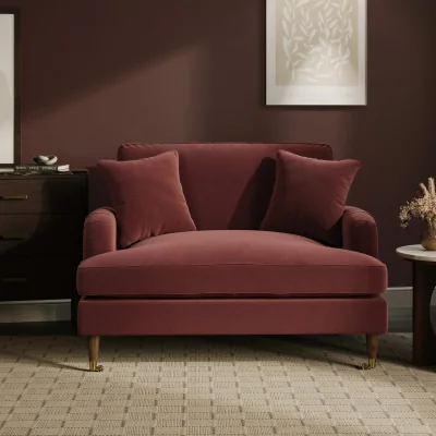 Furniture123 Merlot Red Chenille Love Seat  Payton