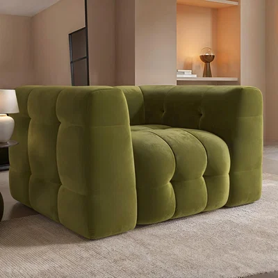 Furniture123 Olive Green Velvet Love Seat - Alessia