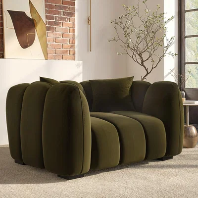 Furniture123 Khaki Green Velvet Love Seat - Elod