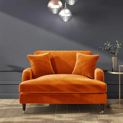 Furniture123 Opulence Orange Velvet Loveseat - Payton