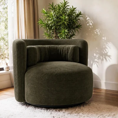 Furniture123 Green Chenille Swivel Love Seat - Elara