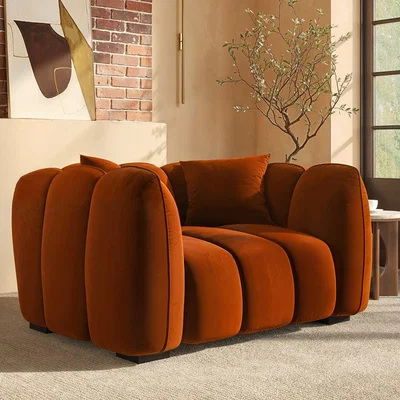 Furniture123 Burnt Orange Velvet Love Seat - Elod