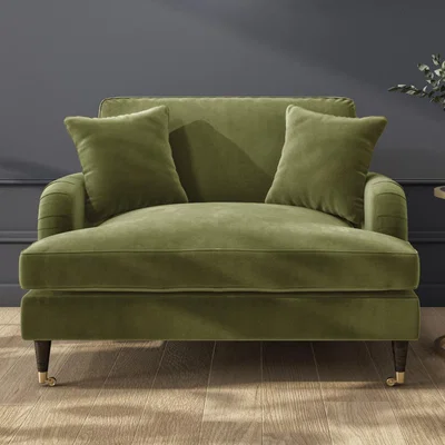 Furniture123 Olive Green Velvet Loveseat - Payton