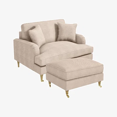 Furniture123 Beige Fabric Loveseat and Footstool - Payton