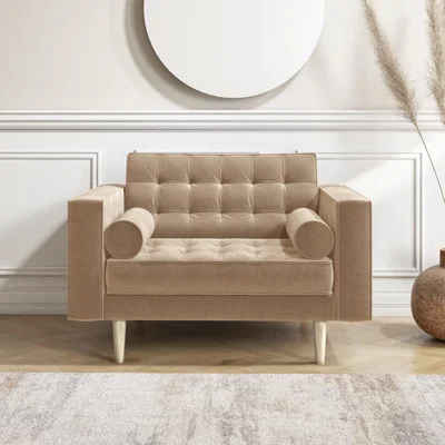 Furniture123 Beige Velvet Loveseat - Elba