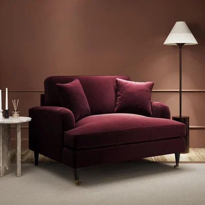 Furniture123 Burgundy Velvet Love Seat - Payton