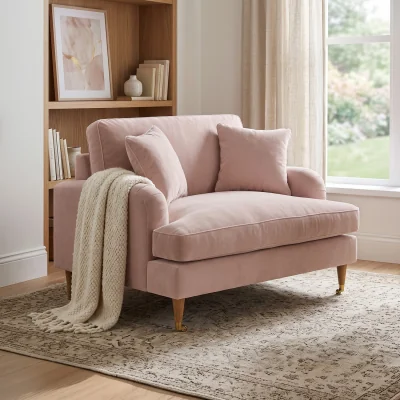 Furniture123 Dusty Pink Velvet Love Seat - Payton