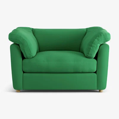 Habitat Habitat Wynn Fabric Cuddle Chair - Emerald Green - Ash Leg