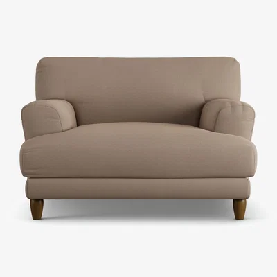 Habitat Habitat Askem Fabric Cuddle Chair - Biscuit - Dark Leg