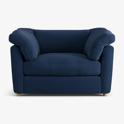 Habitat Habitat Wynn Fabric Cuddle Chair - Navy Blue - Ash Leg
