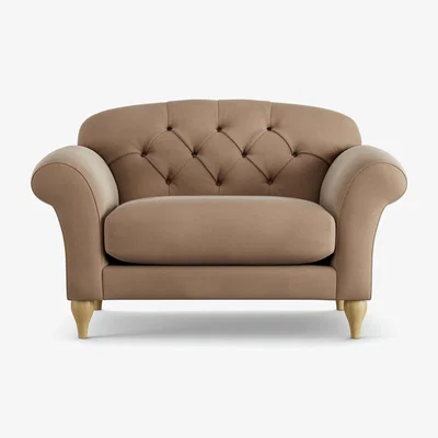 Habitat Habitat Brooker Velvet Cuddle Chair - Latte - Ash Leg