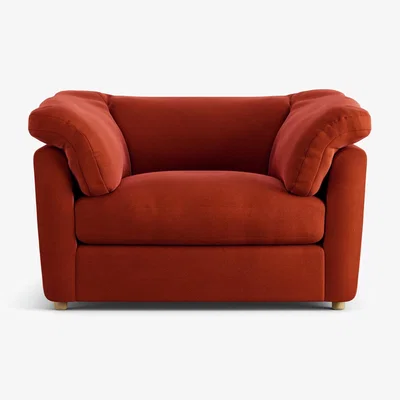 Habitat Habitat Wynn Velvet Cuddle Chair - Burnt Orange - Ash Leg