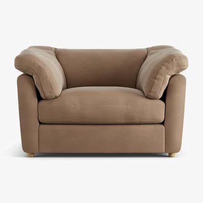 Habitat Habitat Wynn Velvet Cuddle Chair - Latte - Ash Leg