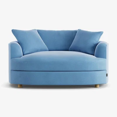 Habitat Habitat Sacha Velvet Cuddle Chair - Sky Blue - Ash Leg