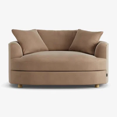 Habitat Habitat Sacha Velvet Cuddle Chair - Latte - Ash Leg