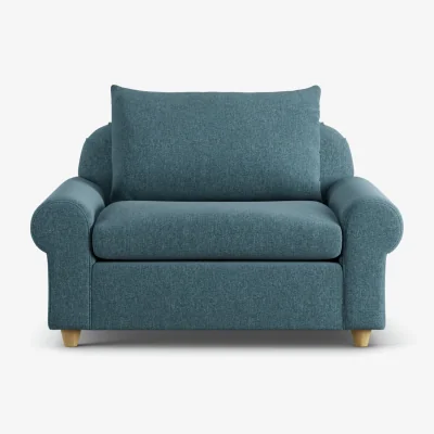 Habitat Habitat Whitby Fabric Cuddle Chair - Blue - Ash Leg