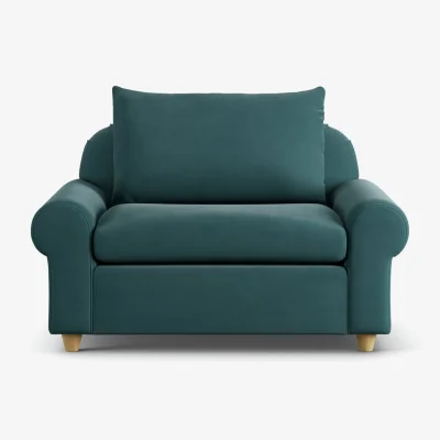 Habitat Habitat Whitby Fabric Cuddle Chair - Teal - Ash Leg